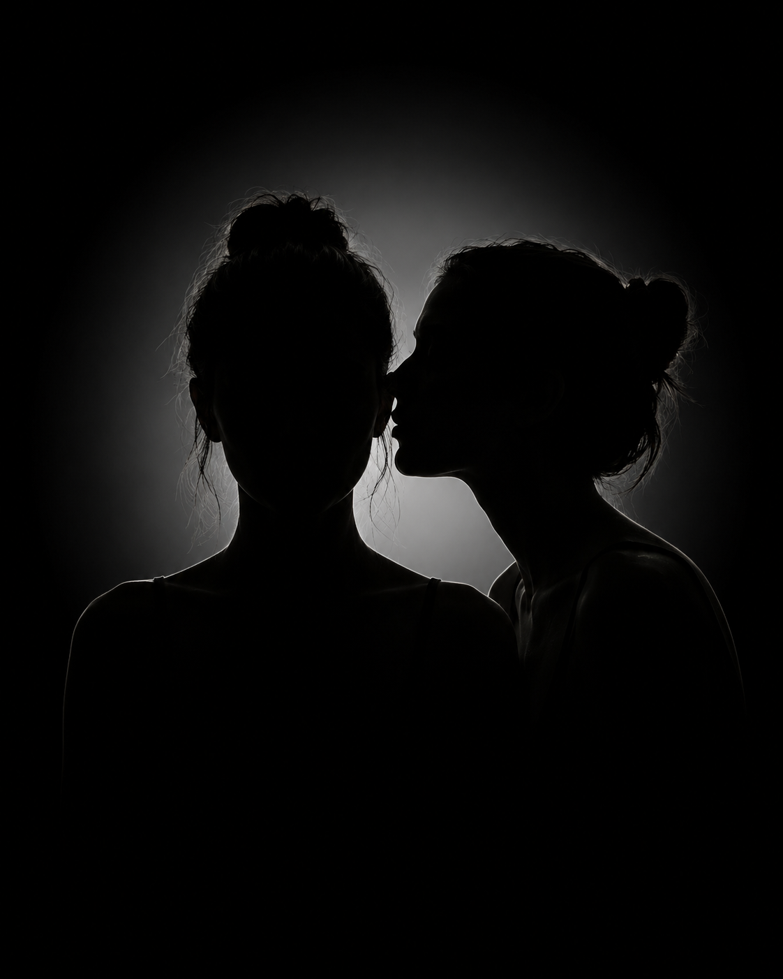 Two silhouettes, close and quiet